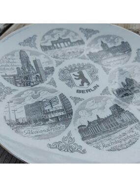 Vintage BERLIN Collector Plate Black and White Qualitat Bavaria Porcelain Muller